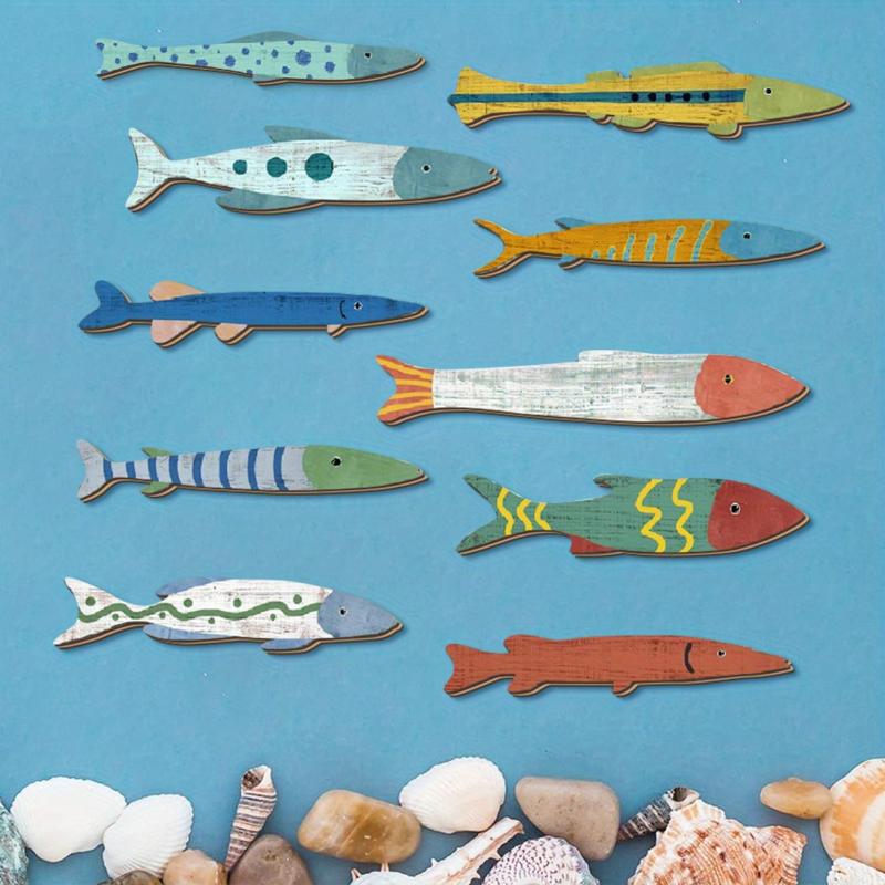Home Bathroom Set - [S]Handcrafted Wooden Ocean Wall Decor Fish
