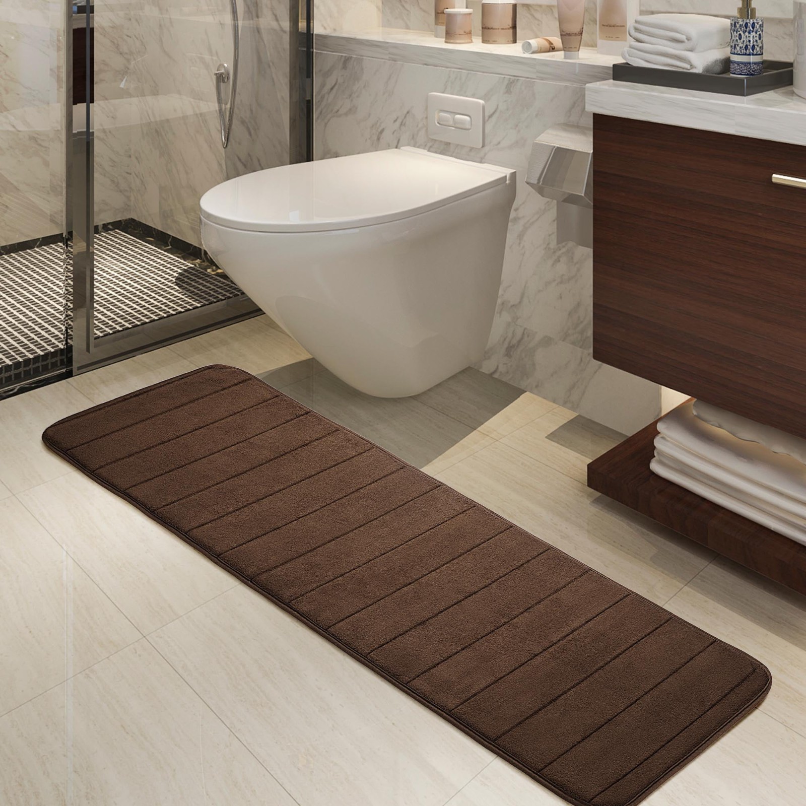 Home Bathroom Floor Mats - Long Oversized Bathroom Rug Memory Foam