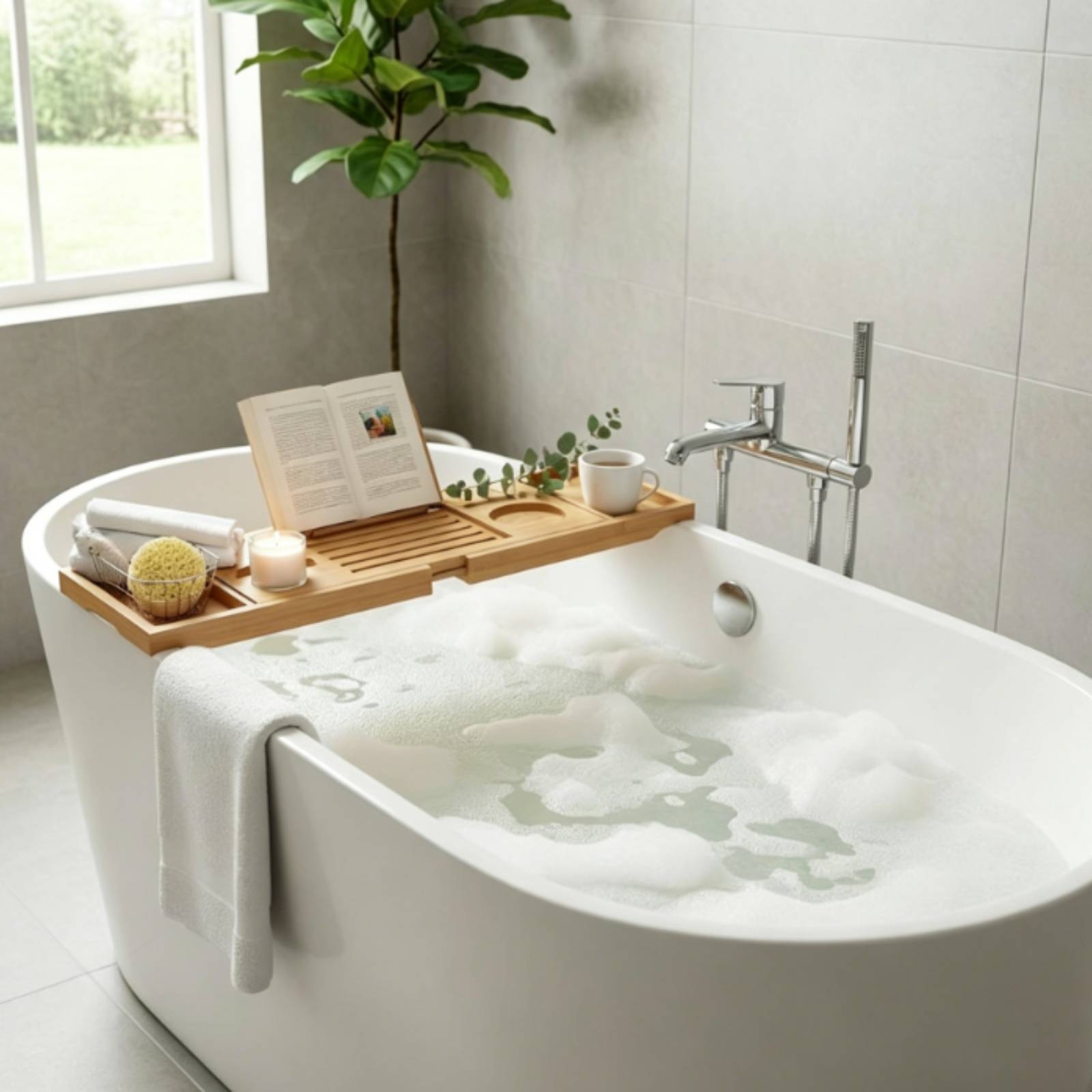 Bathtub Tray Wood Grain Bath T - đánh giá và giá Bath Caddy Tray