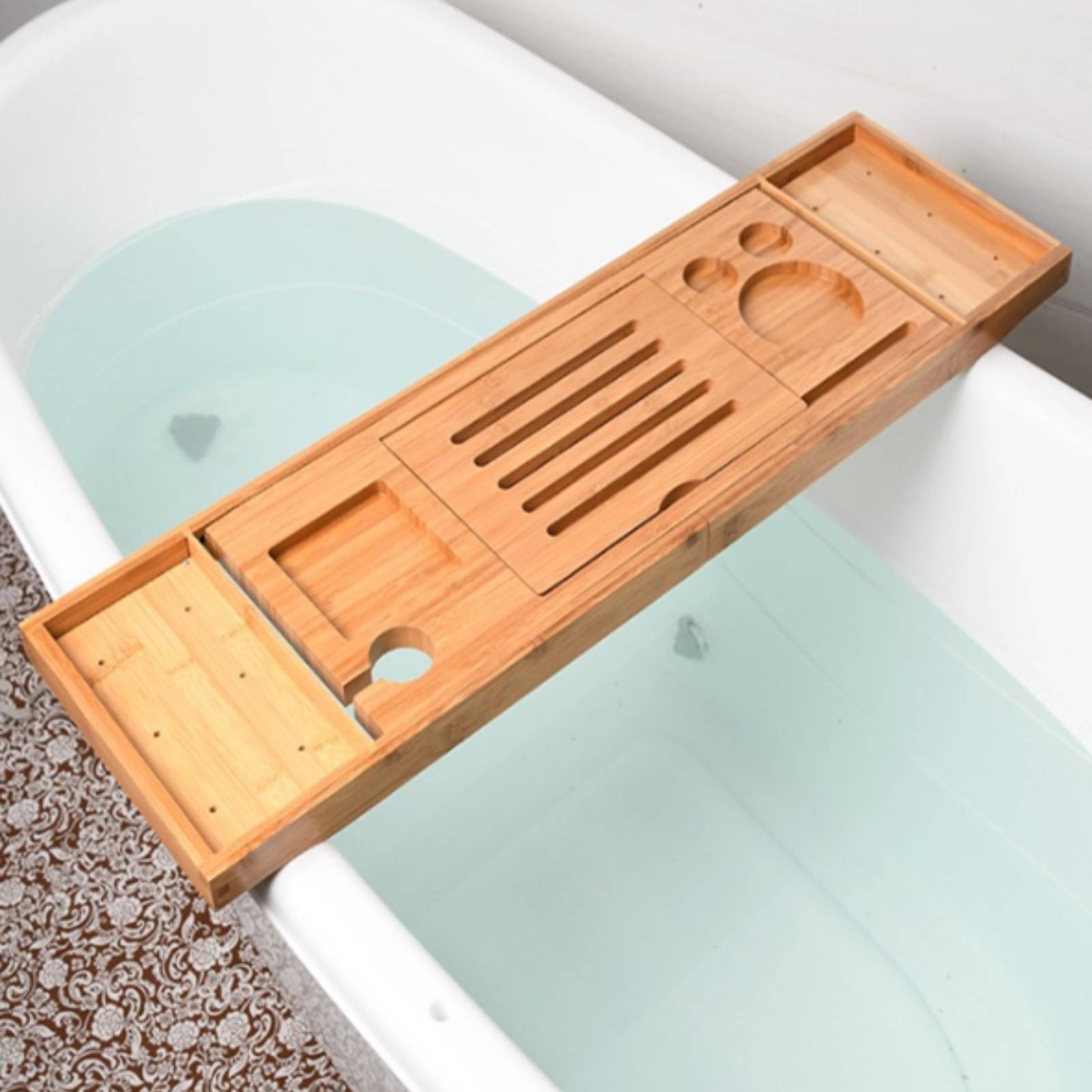 Bathtub Tray Wood Grain Bath T - đánh giá và giá Bath Caddy Tray