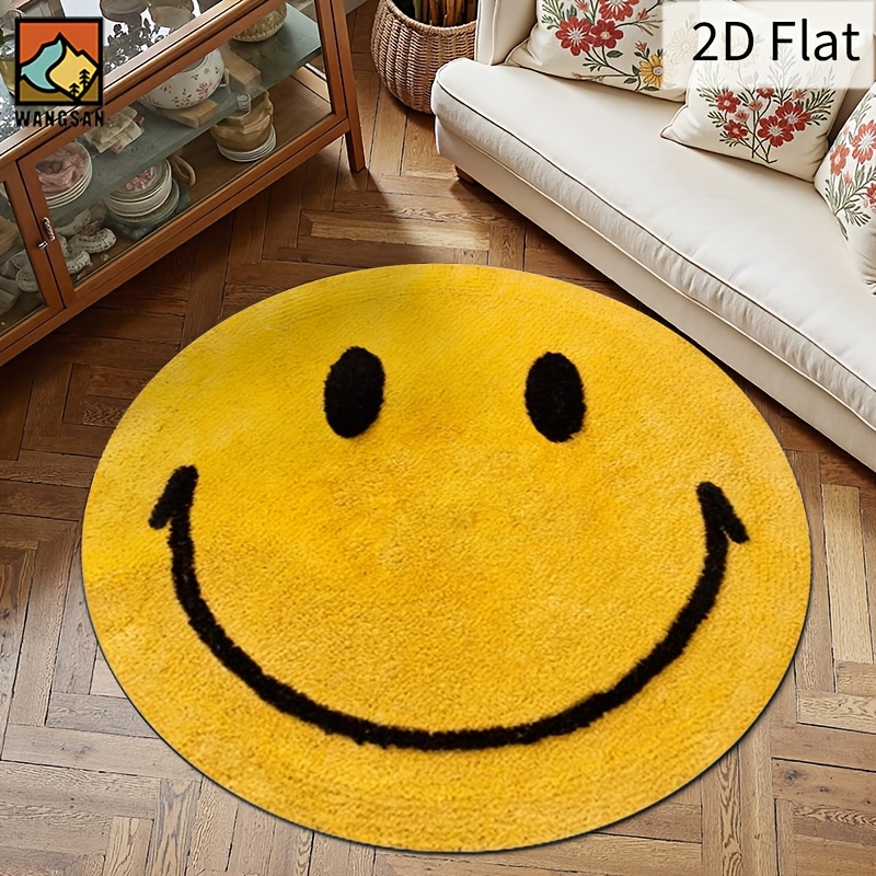 2D Round Flannel Rug Smiley Fa - đánh giá và giá Home Bathroom Floor Mats