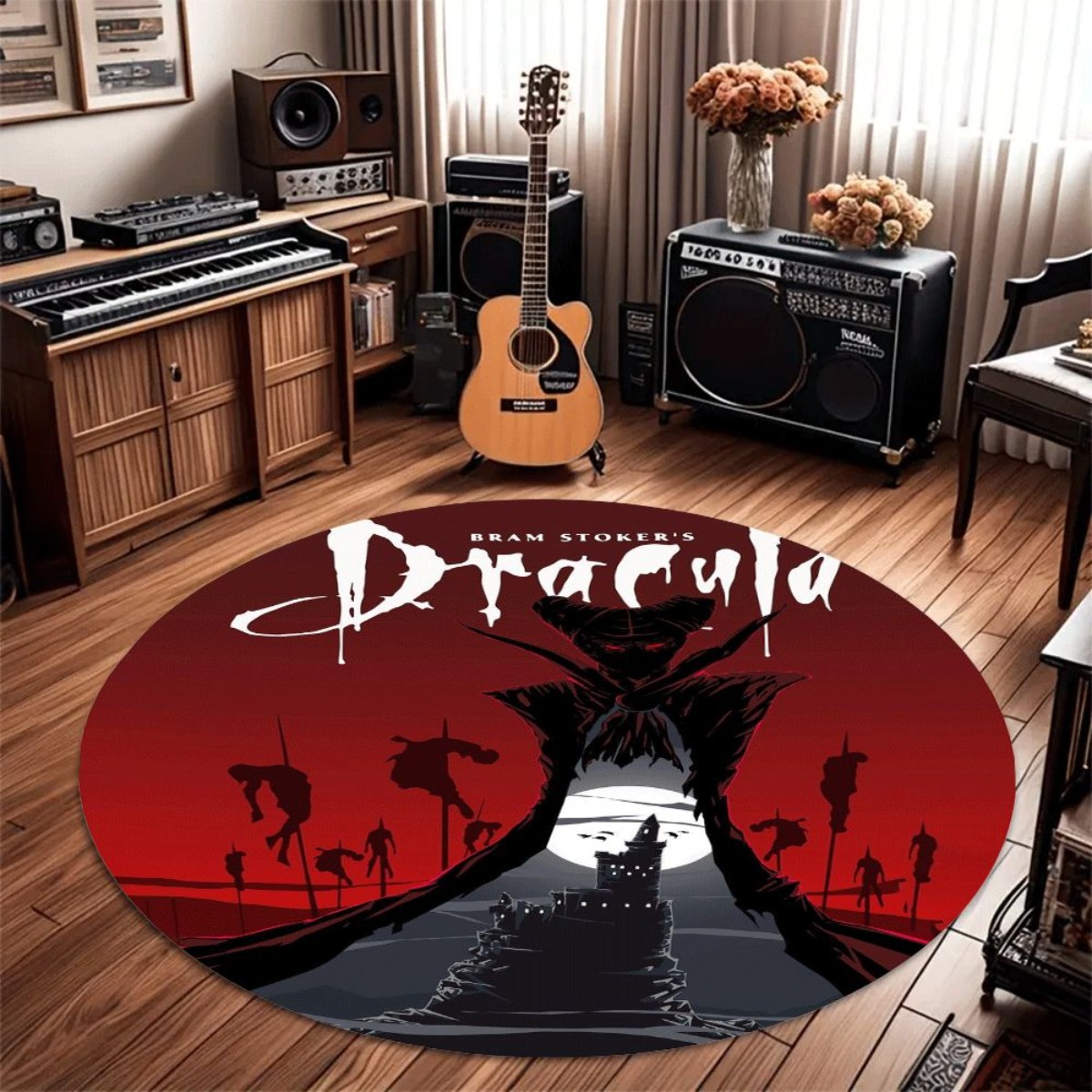 Dracula Castle Round Rug Flann - đánh giá và giá Home Bathroom Floor Mats