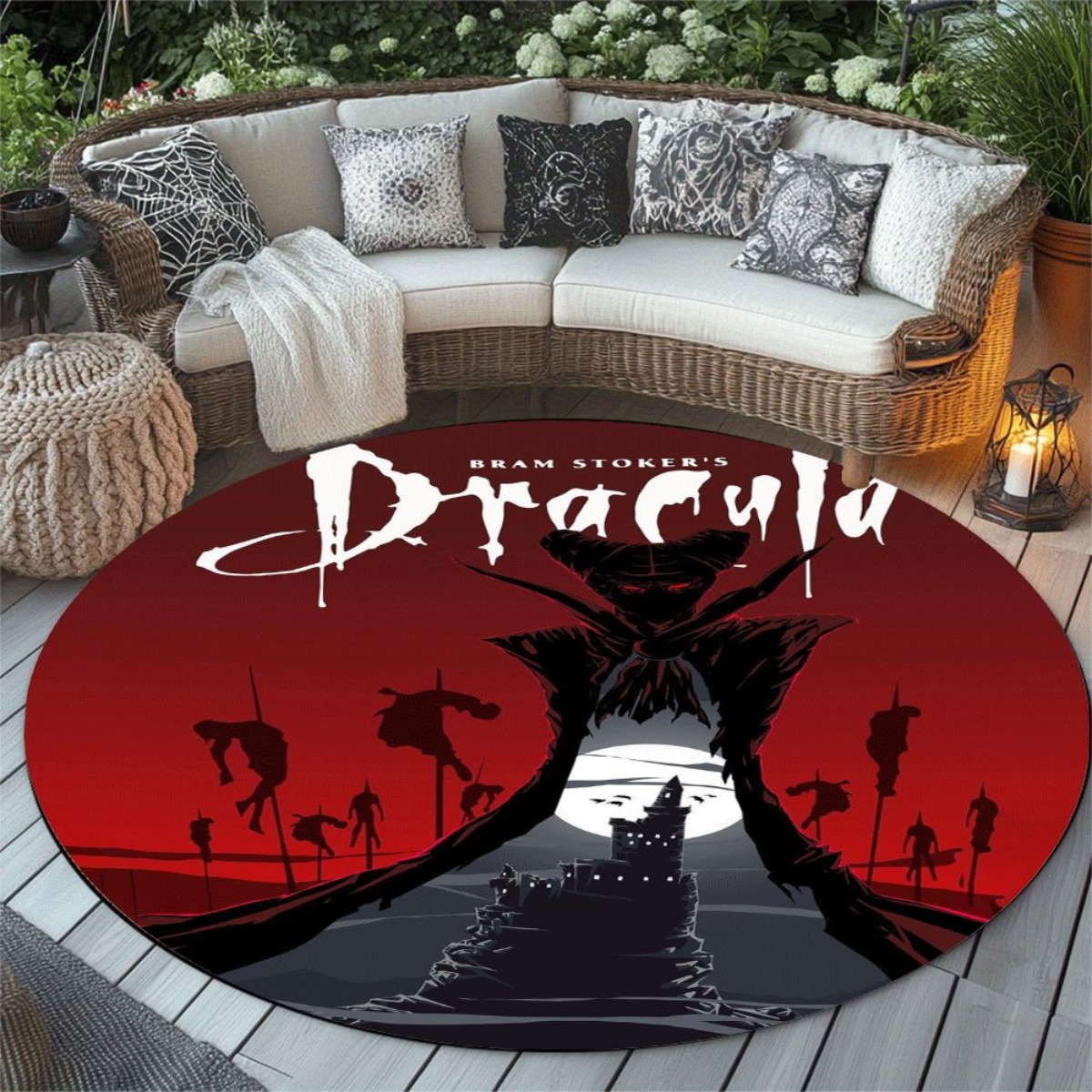 Dracula Castle Round Rug Flann - đánh giá và giá Home Bathroom Floor Mats