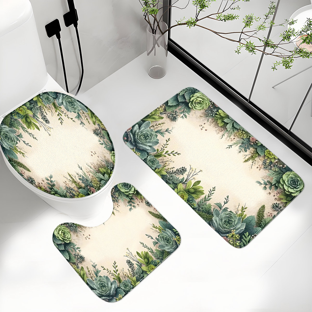 Retro Succulent Bathroom Three - đánh giá và giá Zara Home Bathroom Mat