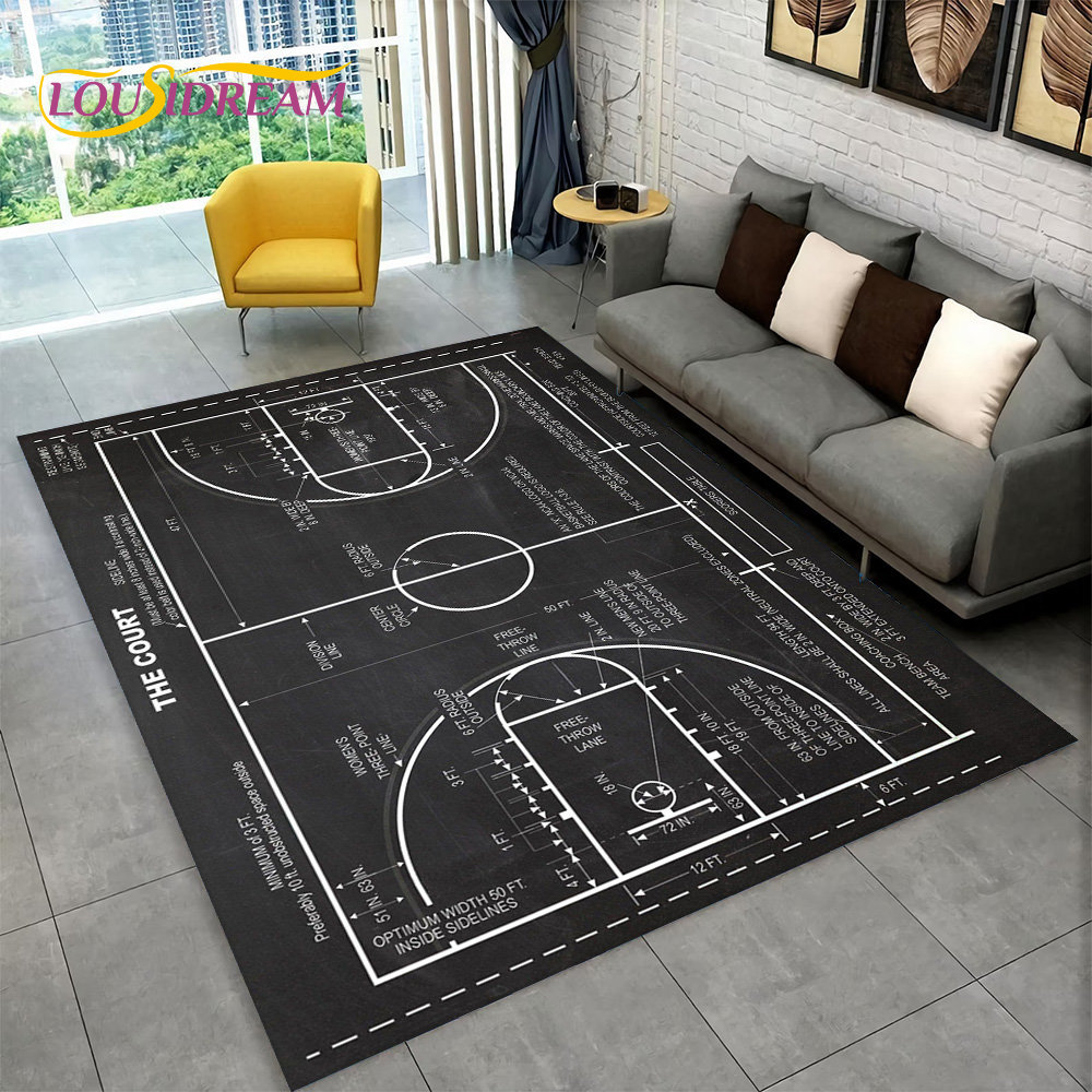 3D Basketball Cour Cartoon Are - đánh giá và giá Home Bathroom Floor Mats