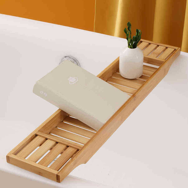1PC Bamboo Extension Antiskid  - đánh giá và giá Bath Caddy Tray