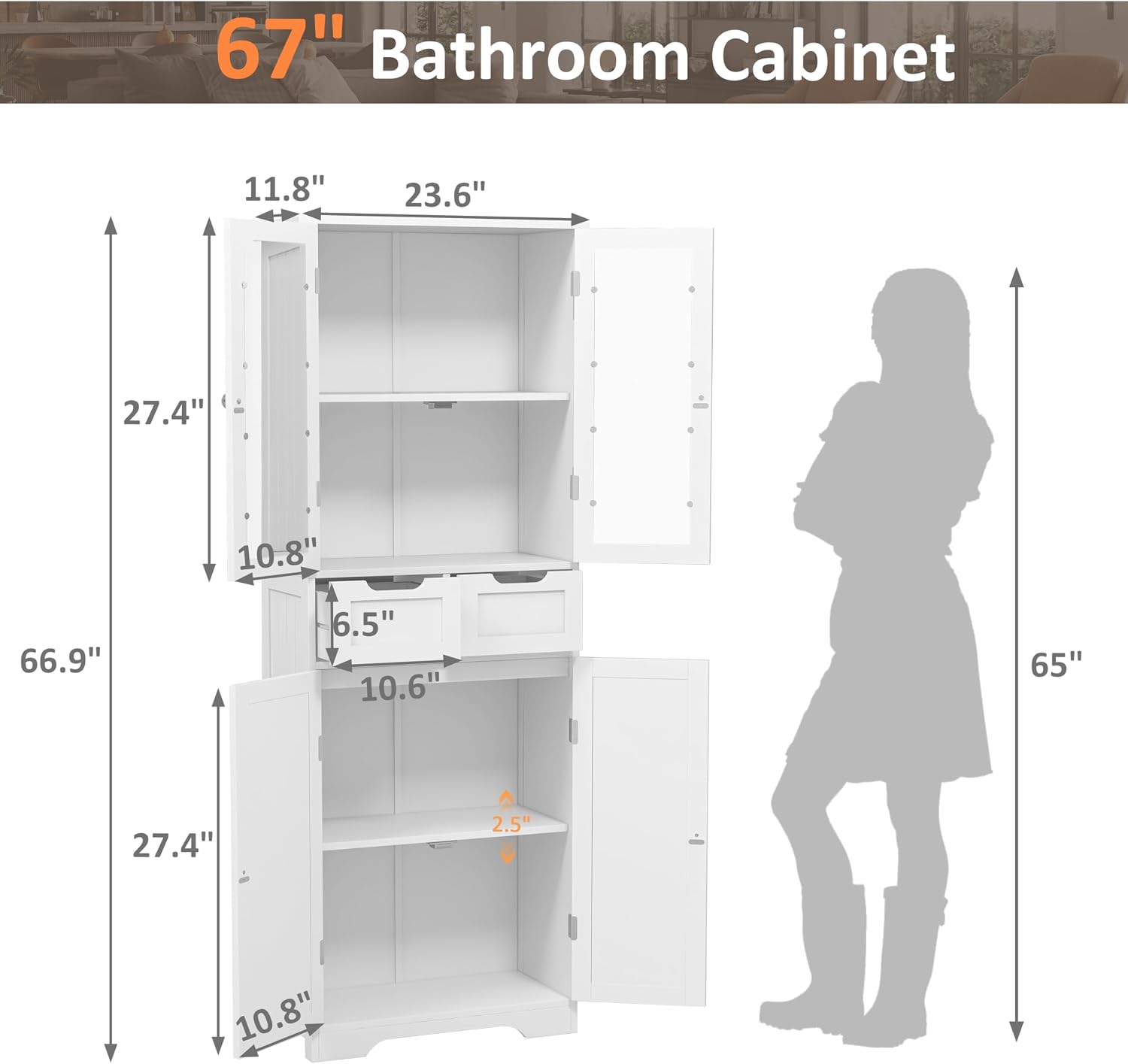Tall Bathroom Storage Cabinet  - đánh giá và giá Home Bathroom Furniture