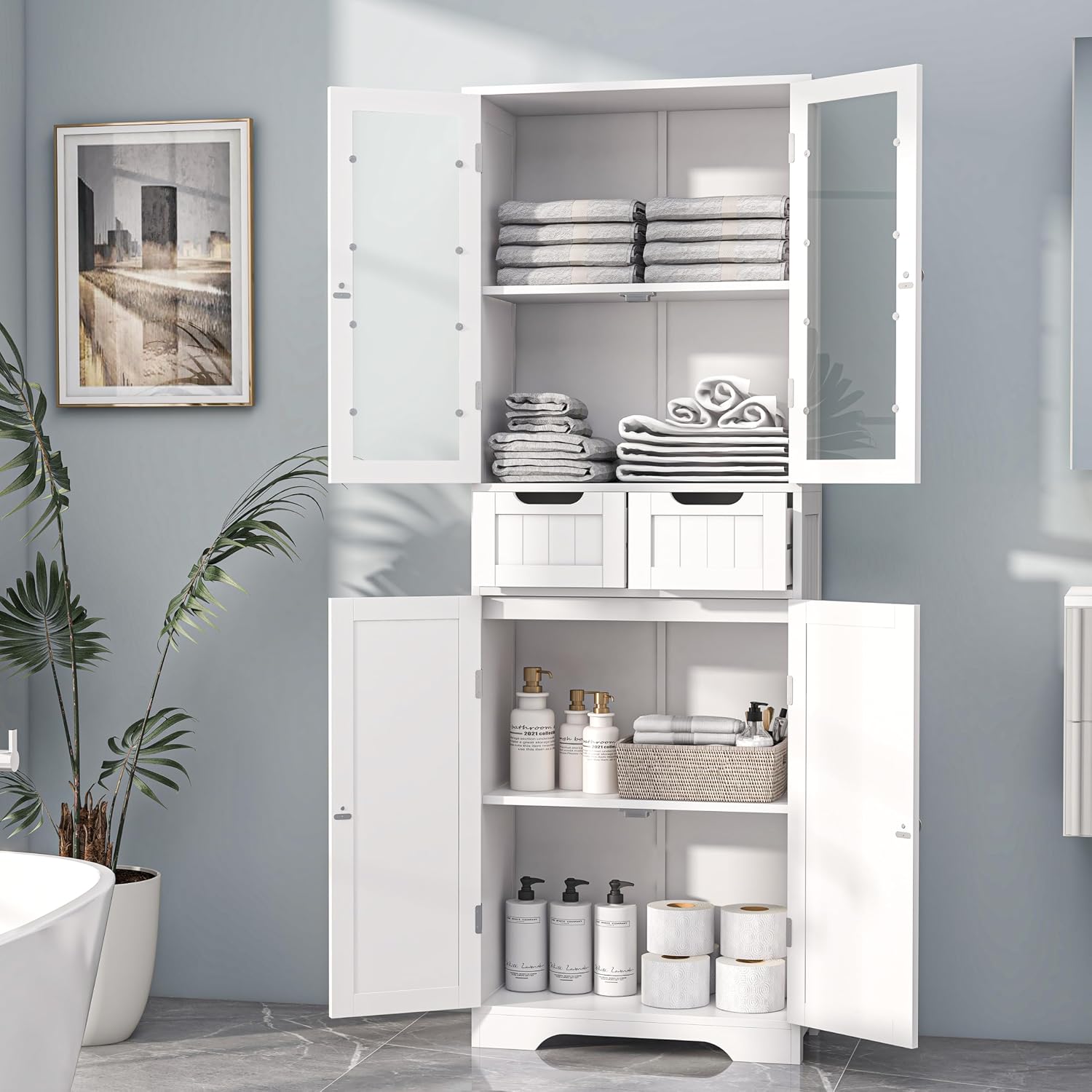 Tall Bathroom Storage Cabinet  - đánh giá và giá Home Bathroom Furniture