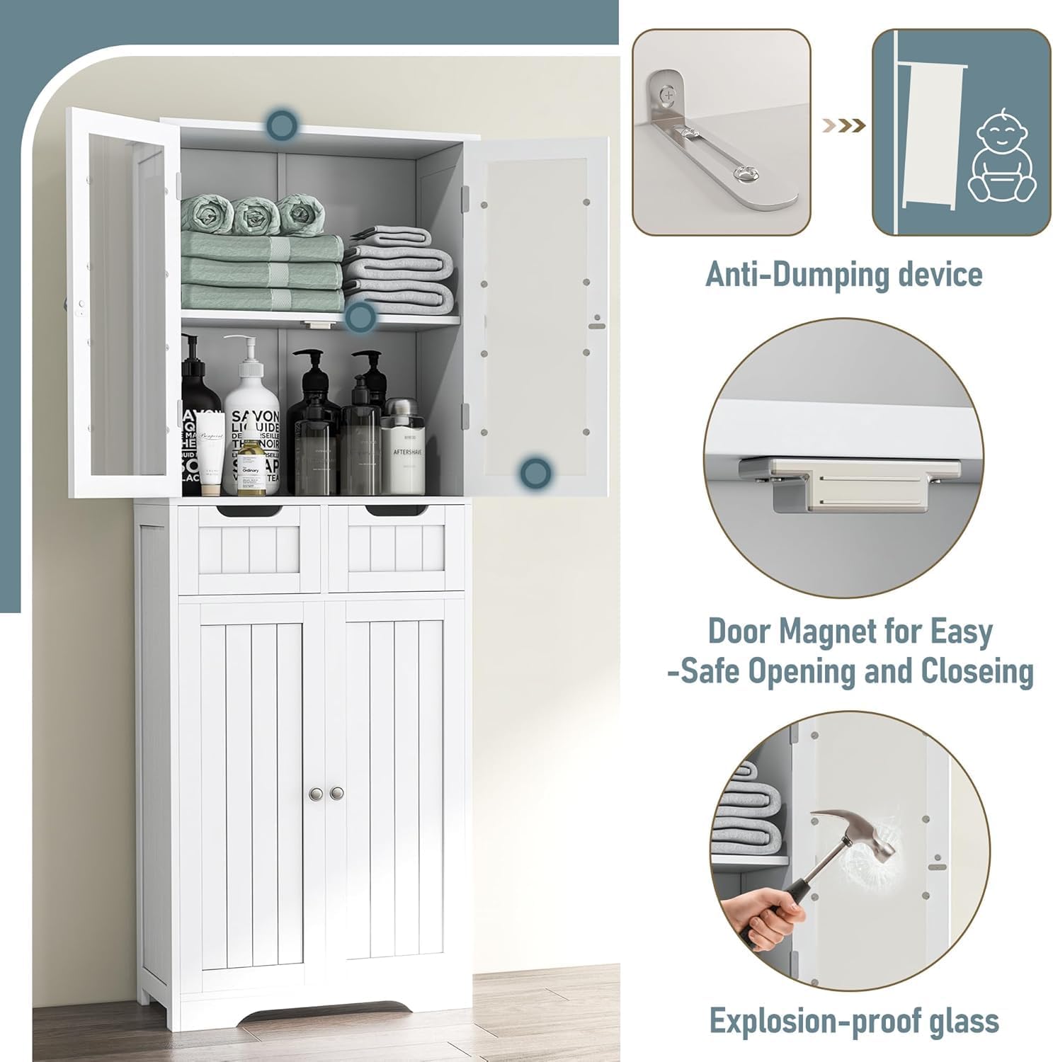 Tall Bathroom Storage Cabinet  - đánh giá và giá Home Bathroom Furniture